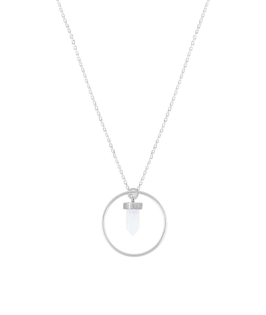 Colliers Femme L'Atelier d'Amaya | Collier Cha Ne Anneau Et Petit Prisme Pierre De Lune Argent 925