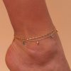 Bracelets Femme L'Atelier d'Amaya | Duo De Cha Nes De Chevilles Perles Et Coquillages Plaqu Or