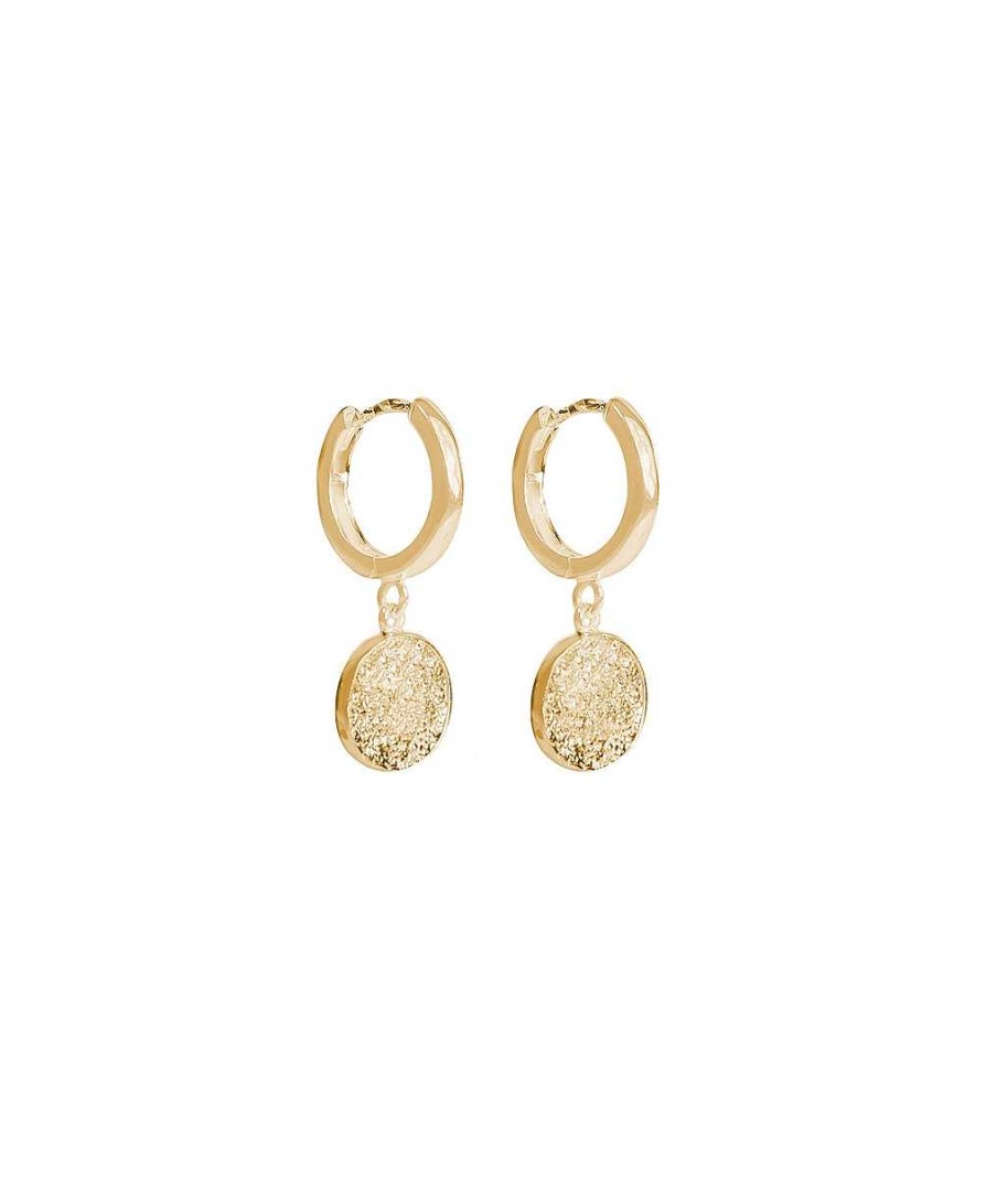 Boucles D'Oreilles Femme L'Atelier d'Amaya | Boucles D'Oreilles Cr Oles Et Pastille Textur E Plaqu Or