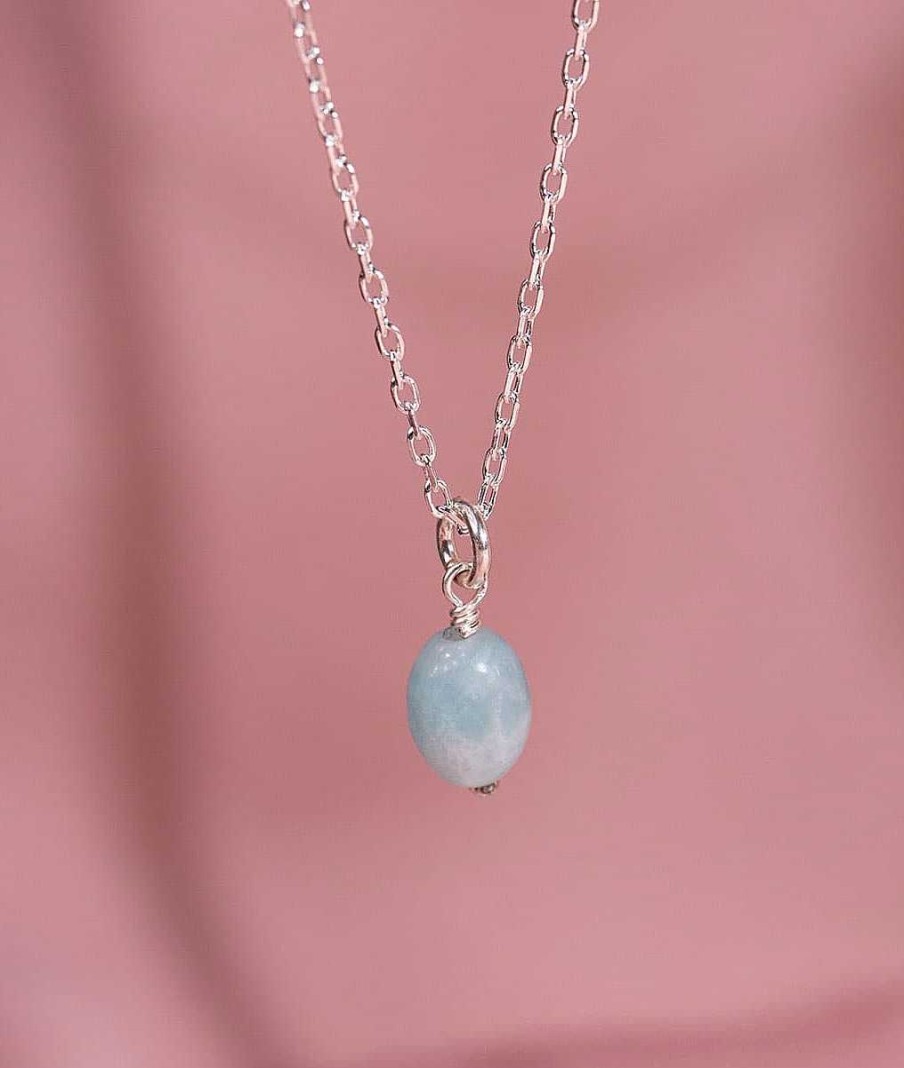 Colliers Femme L'Atelier d'Amaya | Collier Cha Ne Et Pendentif Amazonite Ovale Argent 925