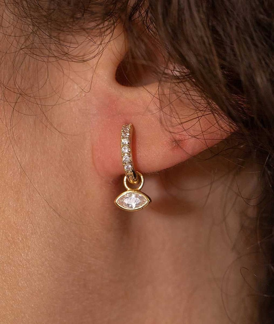 Bijoux Femme L'Atelier d'Amaya | Pampille Oeil Zircon Blanc Pour Boucle D'Oreille Plaqu Or