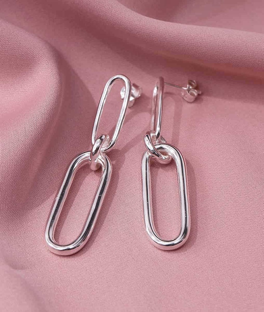 Boucles D'Oreilles Femme L'Atelier d'Amaya | Boucles D'Oreilles Ovales Suspendus Argent 925