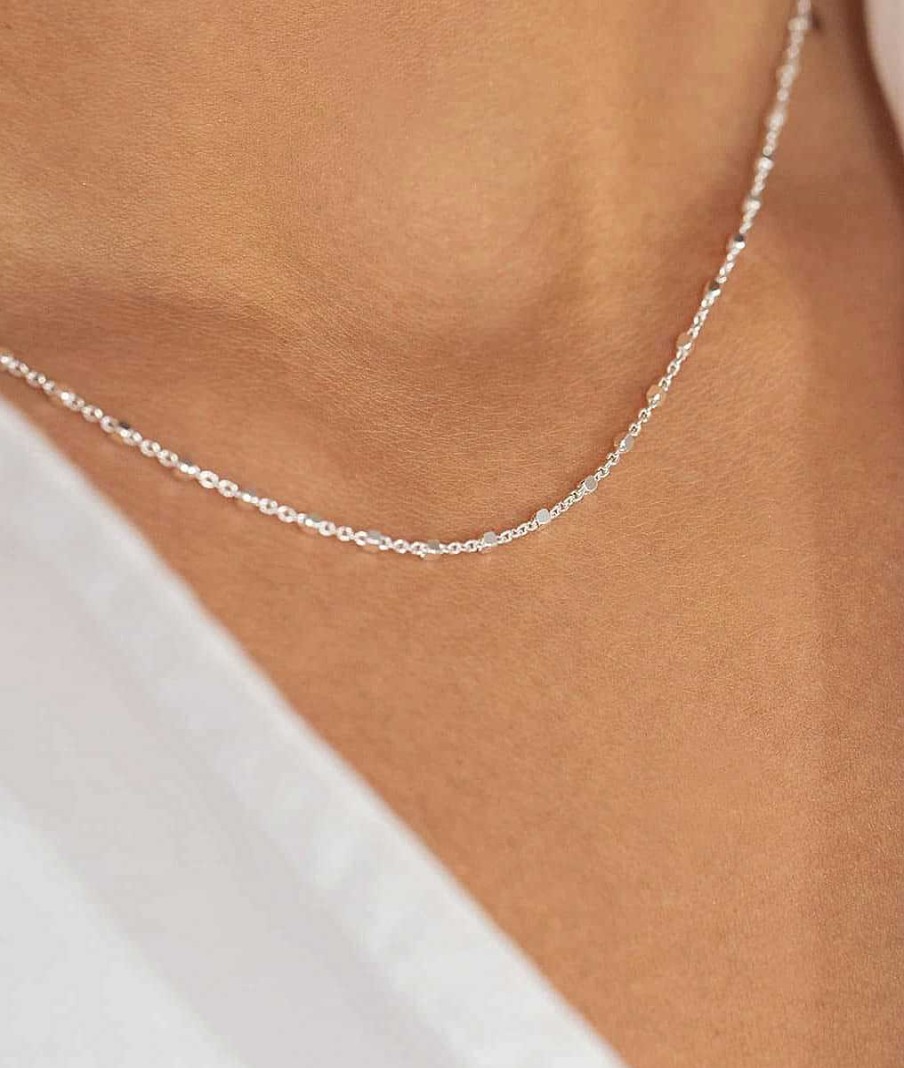 Colliers Femme L'Atelier d'Amaya | Collier Cha Ne Maille Carr E Facett E Argent 925