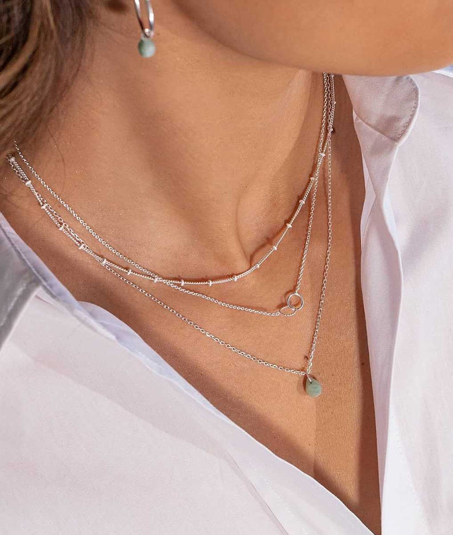 Colliers Femme L'Atelier d'Amaya | Collier Cha Ne Et Amazonite Suspendue Argent 925