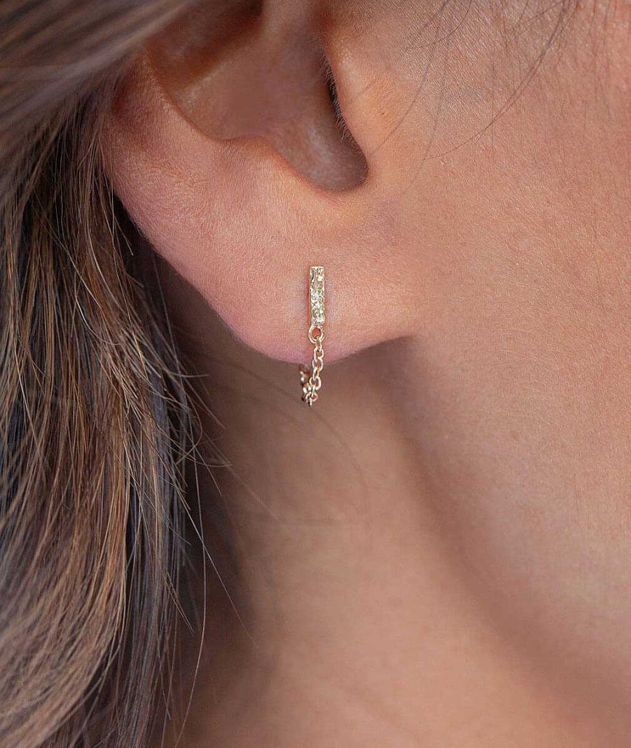 Boucles D'Oreilles Femme L'Atelier d'Amaya | Boucles D'Oreilles Rectangle Textur Et Cha Ne Plaqu Or