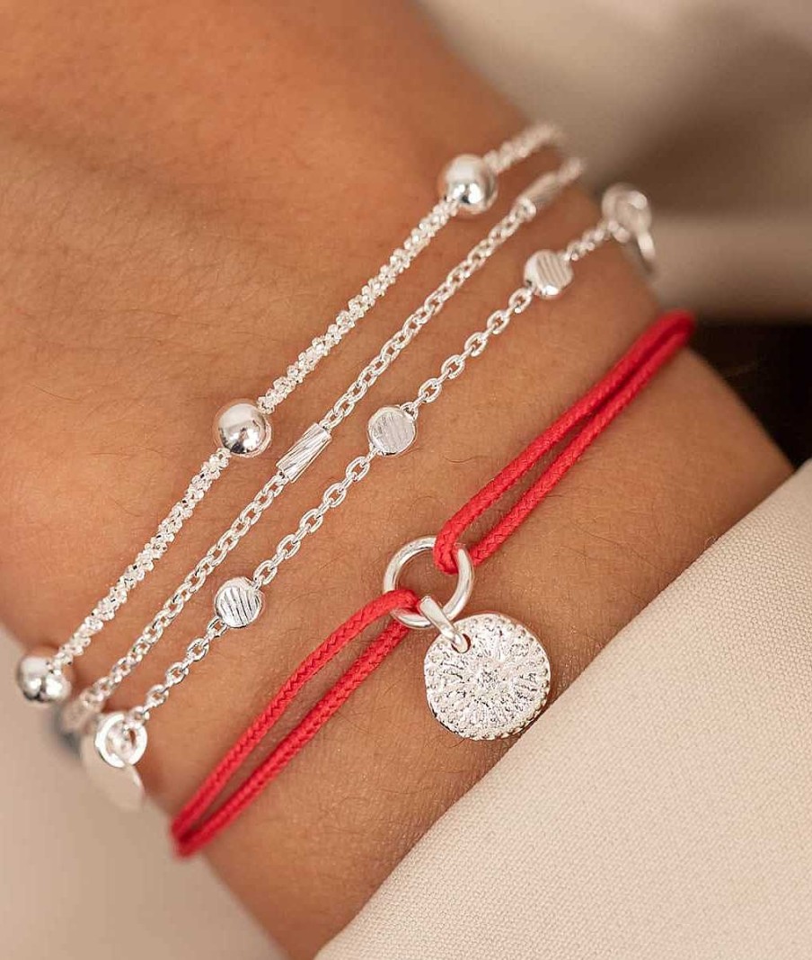 Bracelets Femme L'Atelier d'Amaya | Bracelet Cordon Et Petite M Daille Fleur Argent 925