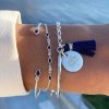 Bracelets Femme L'Atelier d'Amaya | Trio Gouttes Bleues M Daille Et Pompon Argent 925