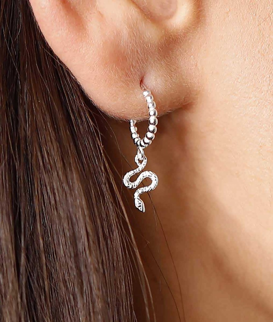 Boucles D'Oreilles Femme L'Atelier d'Amaya | Boucle D'Oreille Cr Ole Petites Boules Et Serpent [ L'Unit ] Argent 925