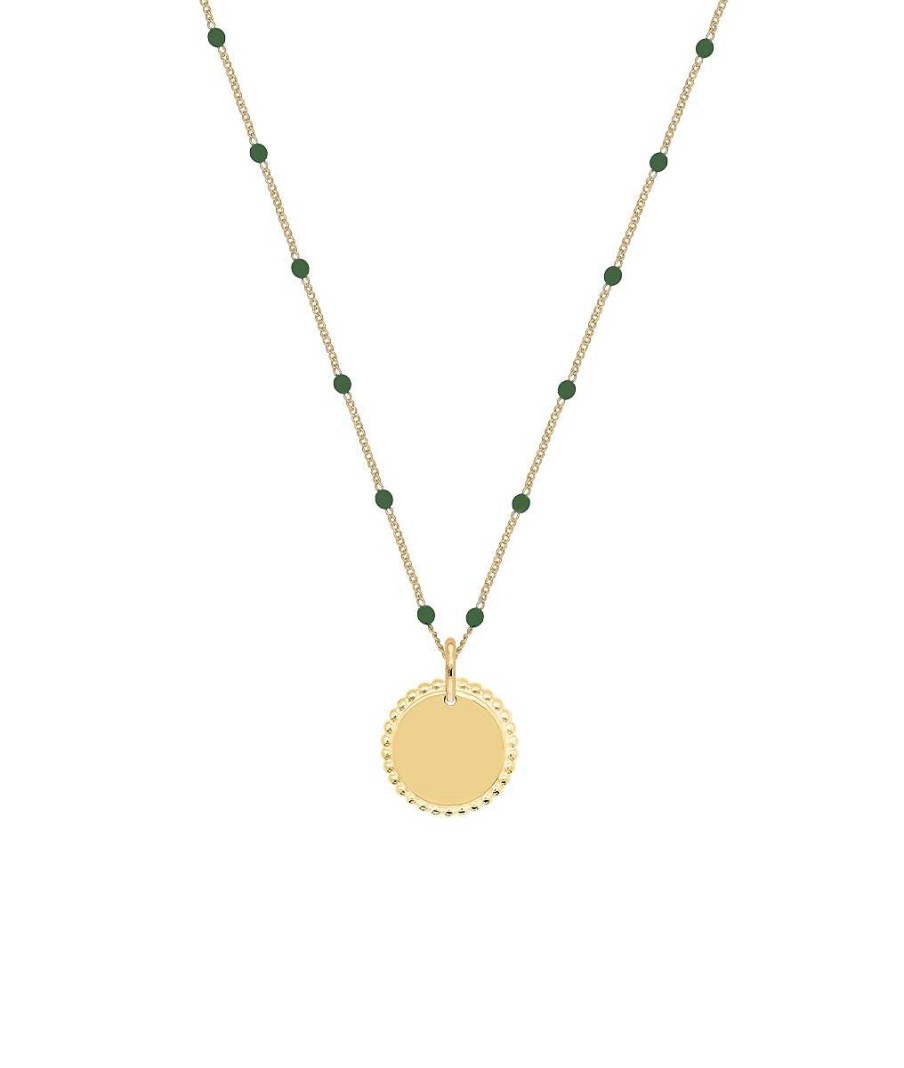 Colliers Femme L'Atelier d'Amaya | Collier Mini Perles Vertes Et M Daille Solis Plaqu Or