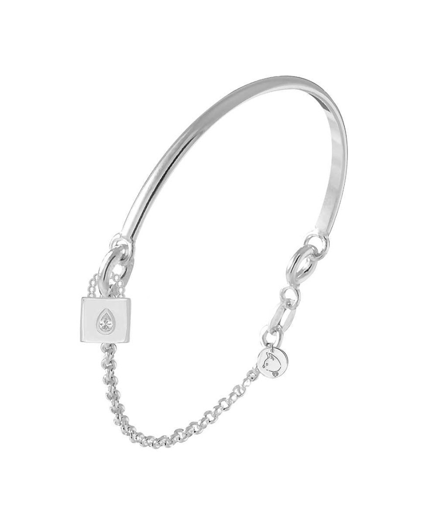 Bracelets Femme L'Atelier d'Amaya | Demi Jonc Cha Nette M Daille Cadenas Goutte Argent 925