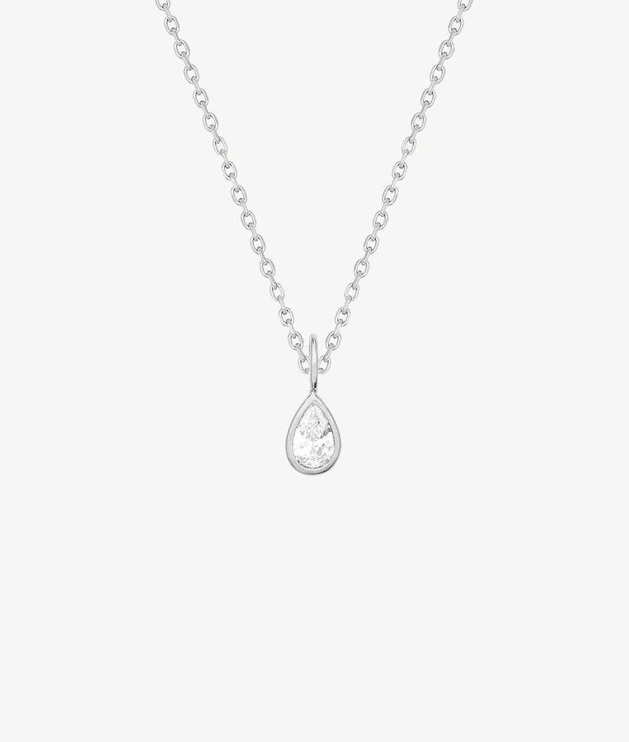 Colliers Femme L'Atelier d'Amaya | Collier Cha Ne Et Pendentif Goutte Zircon Argent 925