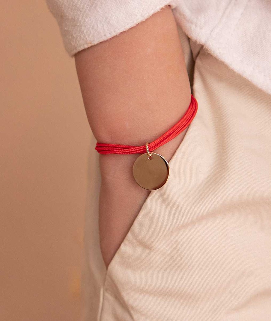 Bijoux Enfant L'Atelier d'Amaya | Bracelet Double Cordon Et M Daille Plate Pour Enfant Plaqu Or