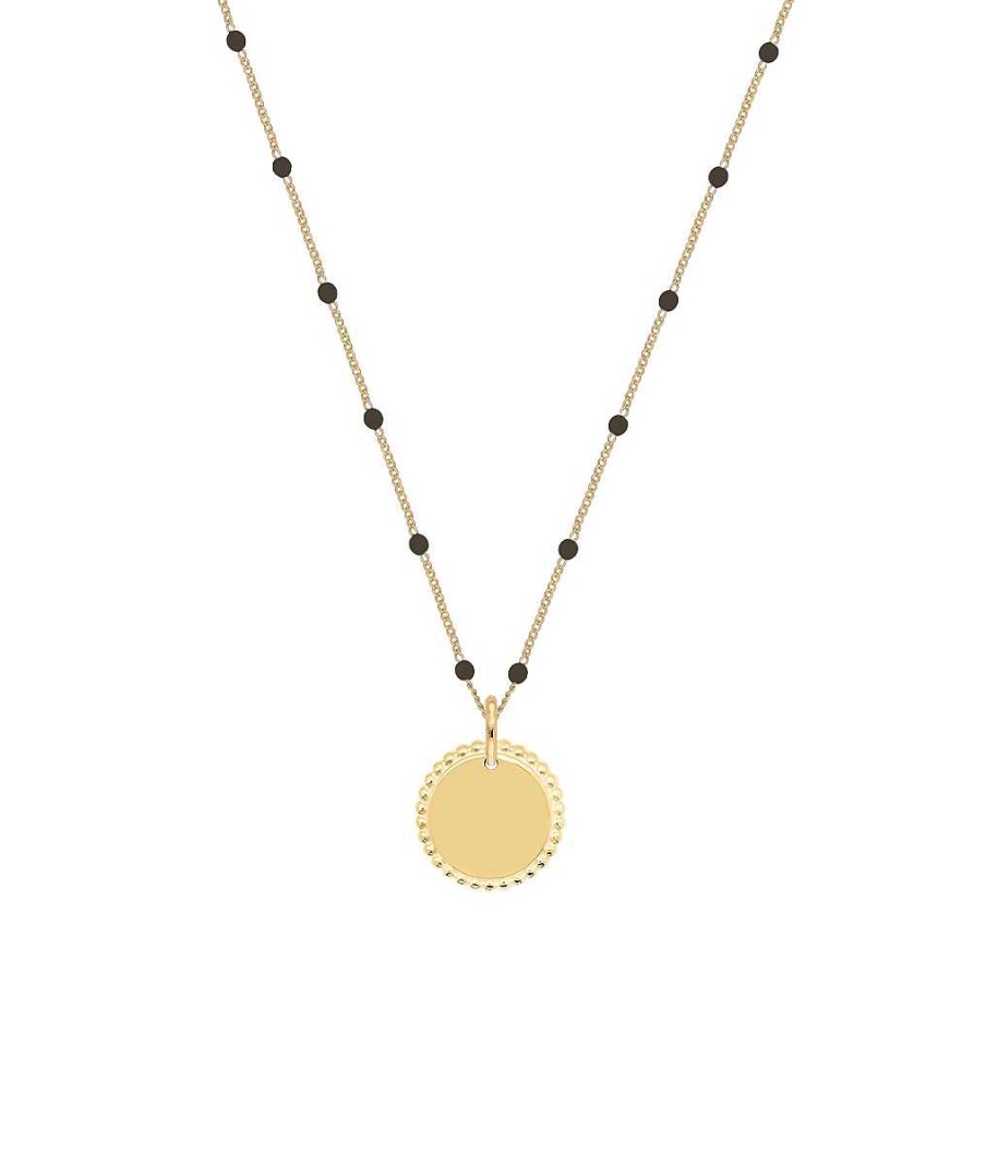 Colliers Femme L'Atelier d'Amaya | Collier Mini Perles Noires Et M Daille Solis Plaqu Or