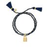 Bracelets Femme L'Atelier d'Amaya | Bracelet Triple Cordon Tress Pompon Et Cadenas Goutte Plaqu Or