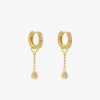 Boucles D'Oreilles Femme L'Atelier d'Amaya | Boucles D'Oreilles Petites Cr Oles Zircons Et Pampille Goutte Et Cha Ne Plaqu Or