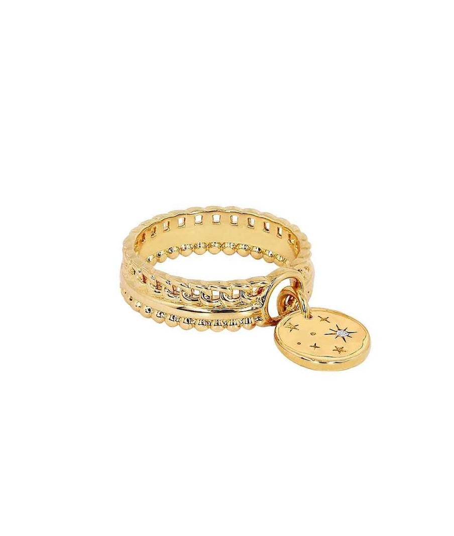 Bagues Femme L'Atelier d'Amaya | Bague Triple Rang Anneau Vid Et M Daille Constellation Plaqu Or