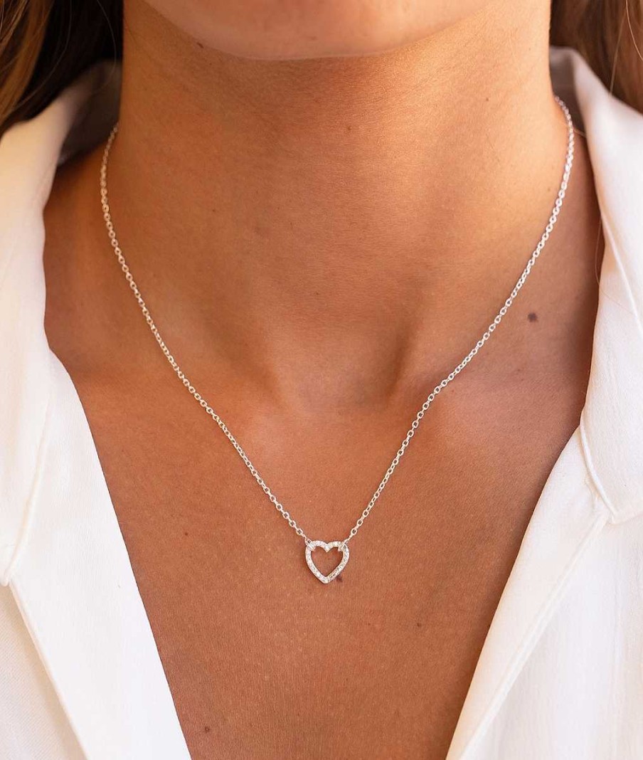 Colliers Femme L'Atelier d'Amaya | Collier Cha Ne Classique Et Mousqueton Coeur Argent 925