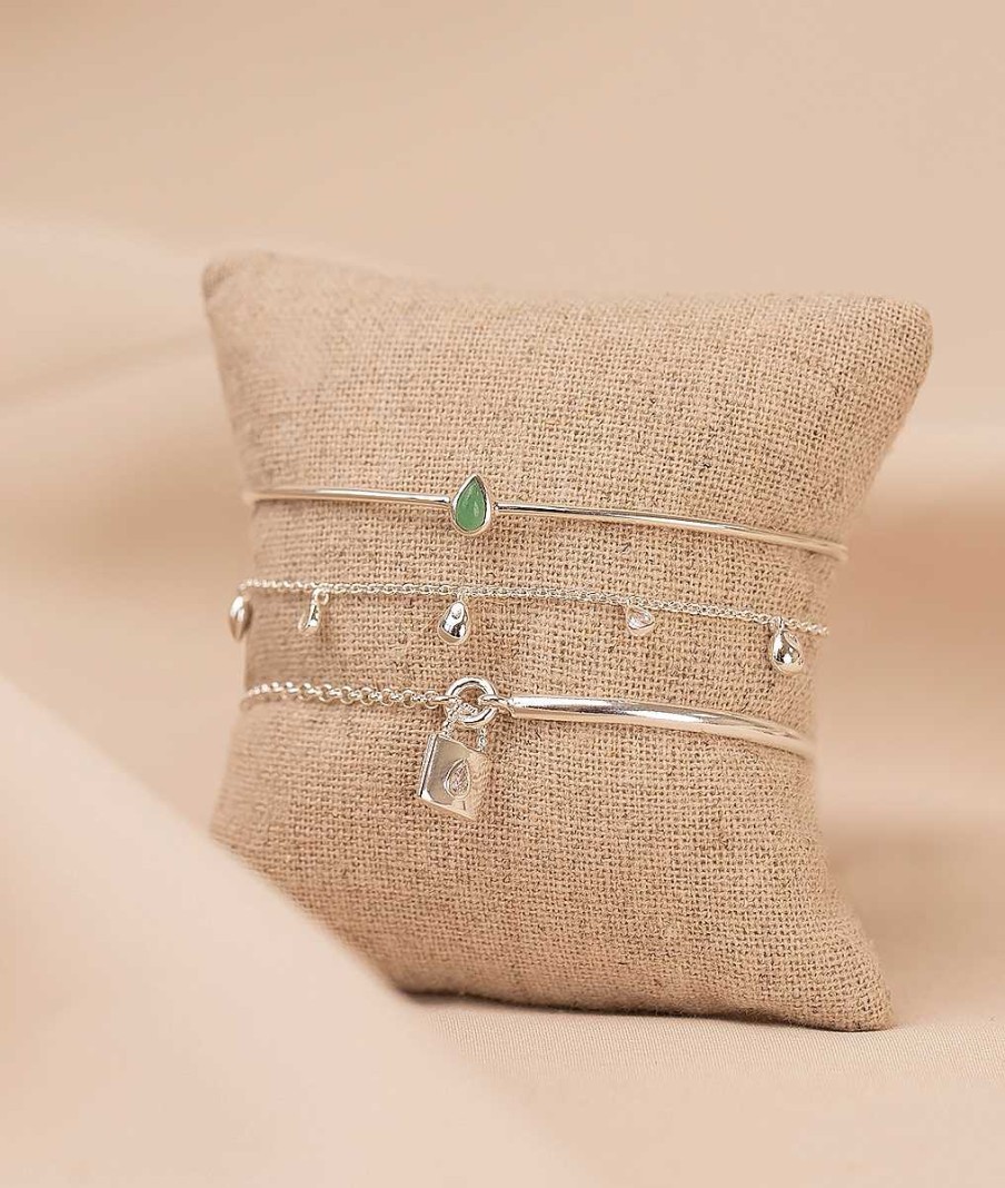 Bracelets Femme L'Atelier d'Amaya | Trio Gouttes Et Cadenas Argent 925