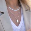 Colliers Femme L'Atelier d'Amaya | Collier Double Rang Maille Serpent Et M Daille Rectangle Argent 925