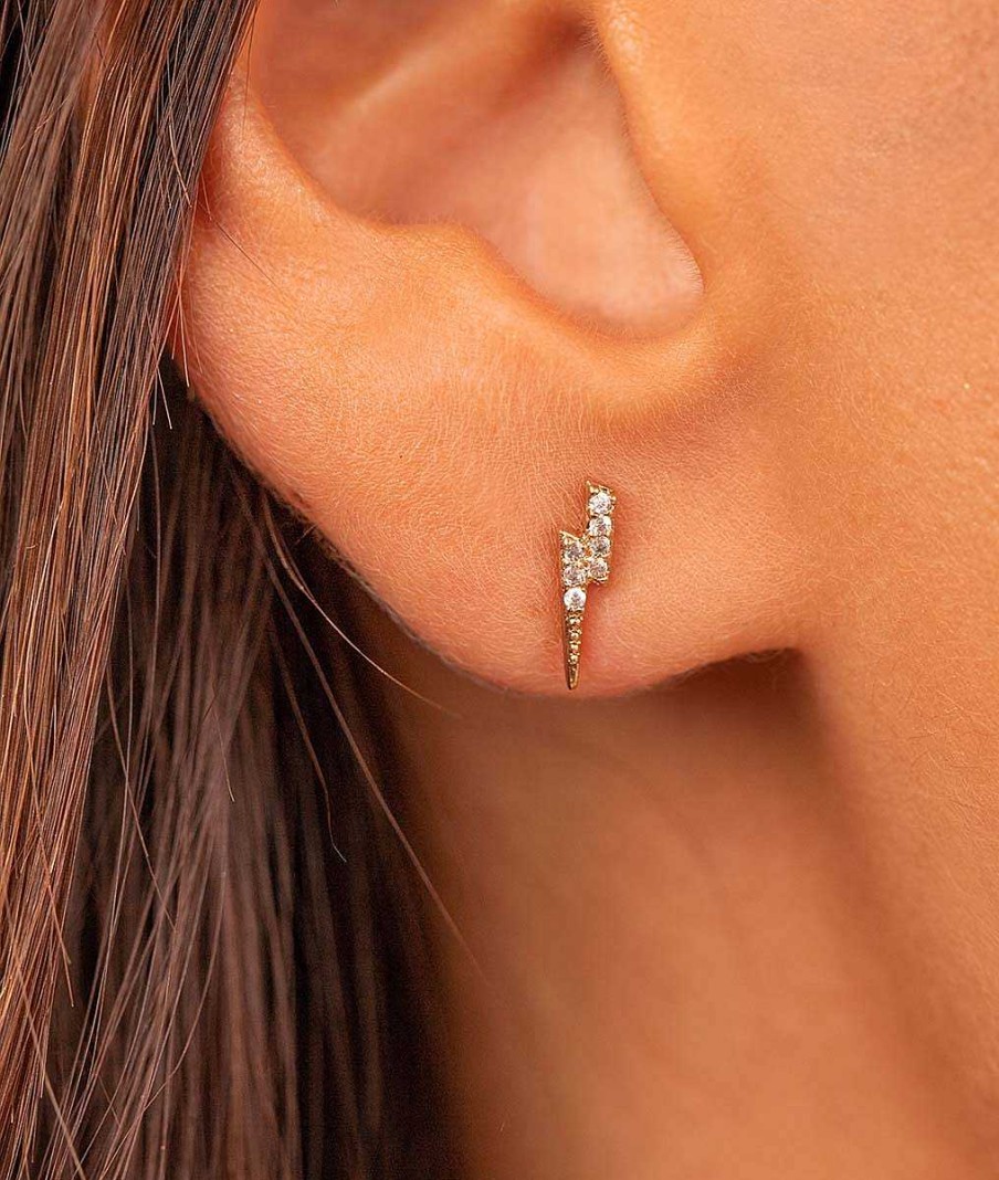 Boucles D'Oreilles Femme L'Atelier d'Amaya | Boucles D'Oreilles Puces Clair Zircons Plaqu Or