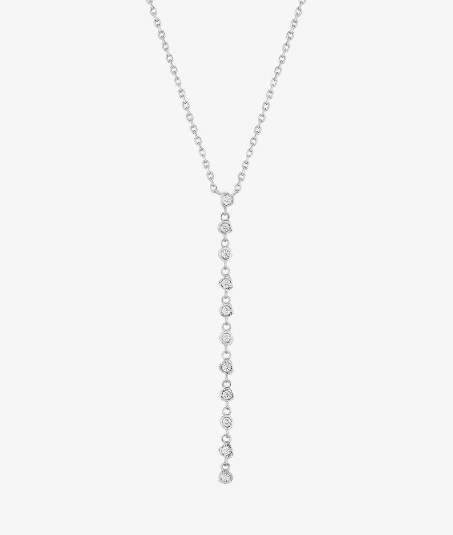 Colliers Femme L'Atelier d'Amaya | Collier Cha Ne Cravate Zircons Asym Triques Argent 925