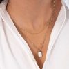 Colliers Femme L'Atelier d'Amaya | Collier Cha Ne Torsad E Paisse Et M Daille Rectangle Opale Blanche Plaqu Or