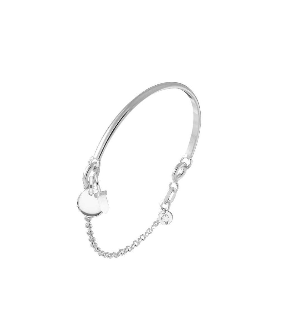 Bracelets Femme L'Atelier d'Amaya | Demi Jonc Cha Nette M Daille Bomb E Et Petit Prisme Pierre De Lune Argent 925