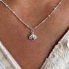 Colliers Femme L'Atelier d'Amaya | Collier Mini Perles Mail Bleu Et Coquillage Zircons Argent 925