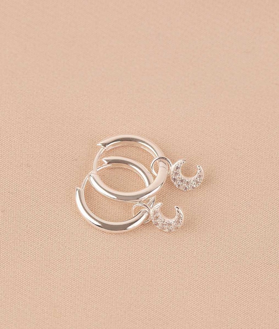 Boucles D'Oreilles Femme L'Atelier d'Amaya | Boucles D'Oreilles Cr Oles Et Pampille Lune Argent 925