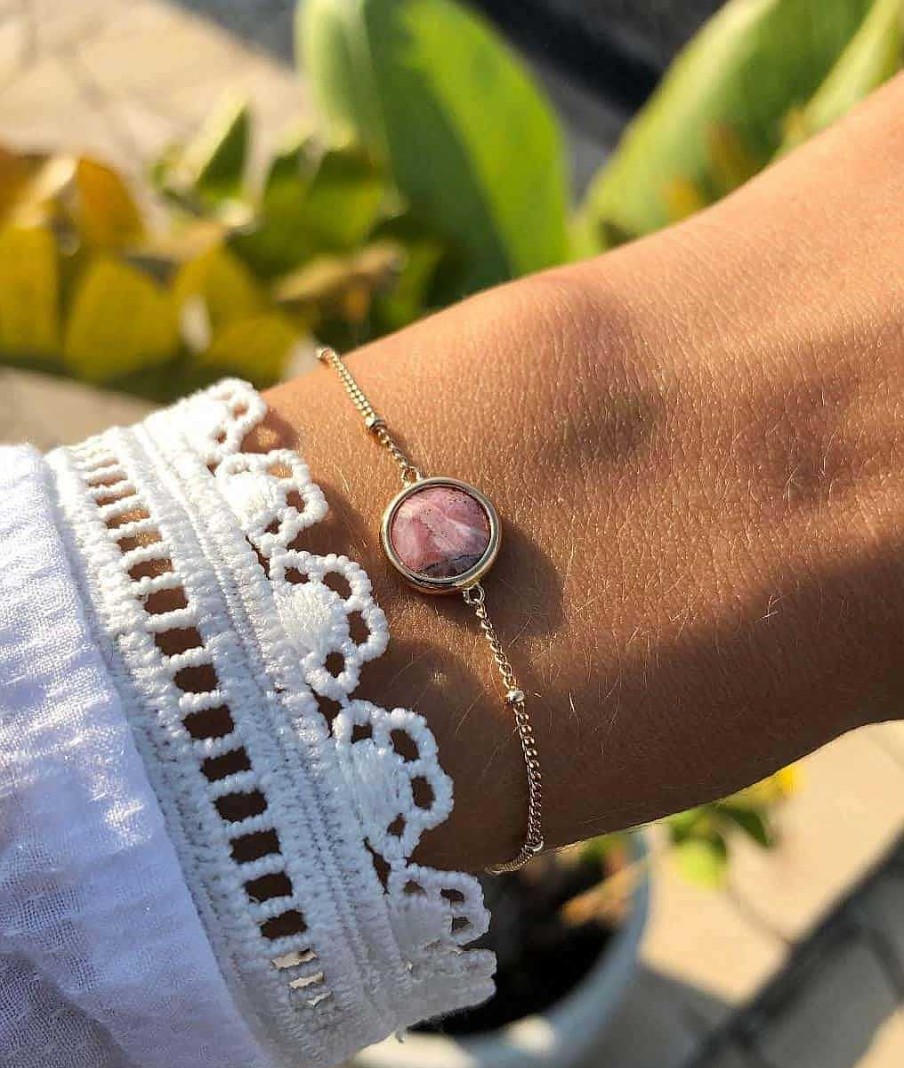 Bracelets Femme L'Atelier d'Amaya | Bracelet Cha Ne Perl E Pastille Rhodonite Plaqu Or