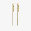 Boucles D'Oreilles Femme L'Atelier d'Amaya | Boucles D'Oreilles Cha Ne Losange Et Goutte Zircons Verts Suspendus Plaqu Or