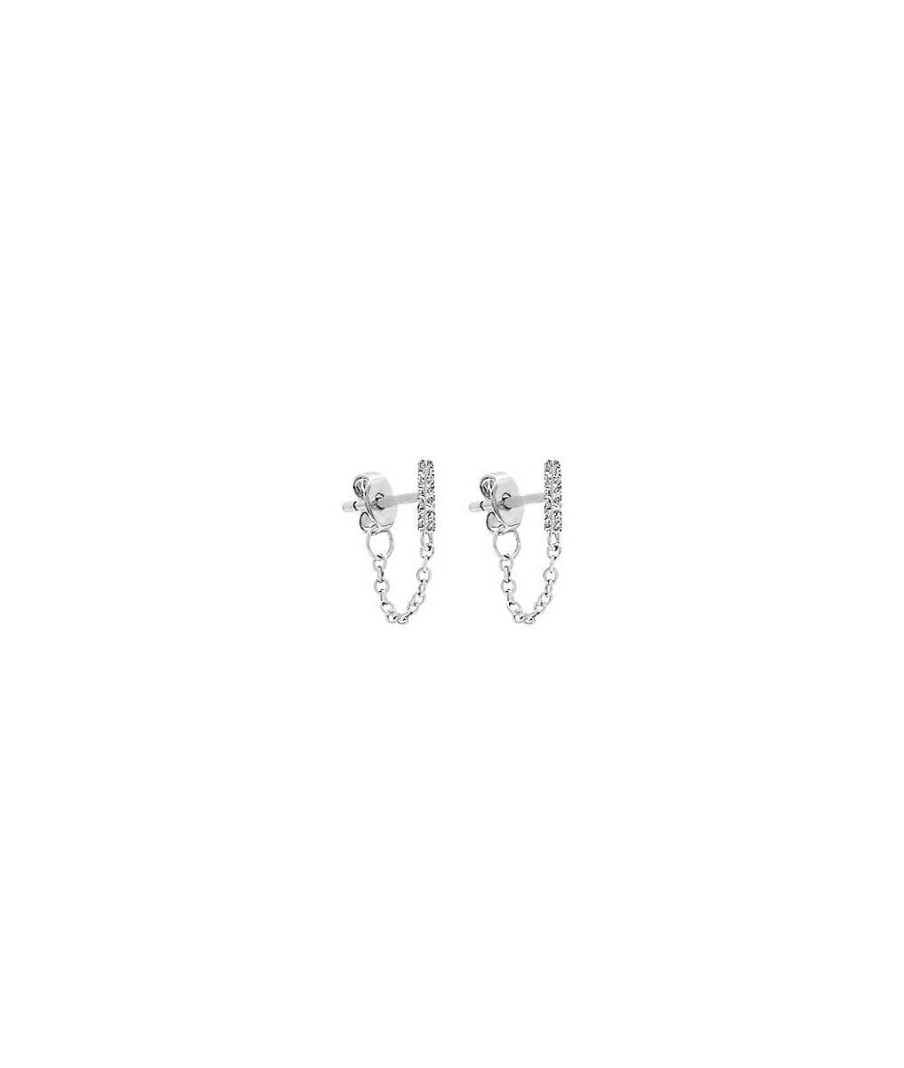 Boucles D'Oreilles Femme L'Atelier d'Amaya | Boucles D'Oreilles Rectangle Textur Et Cha Ne Argent 925