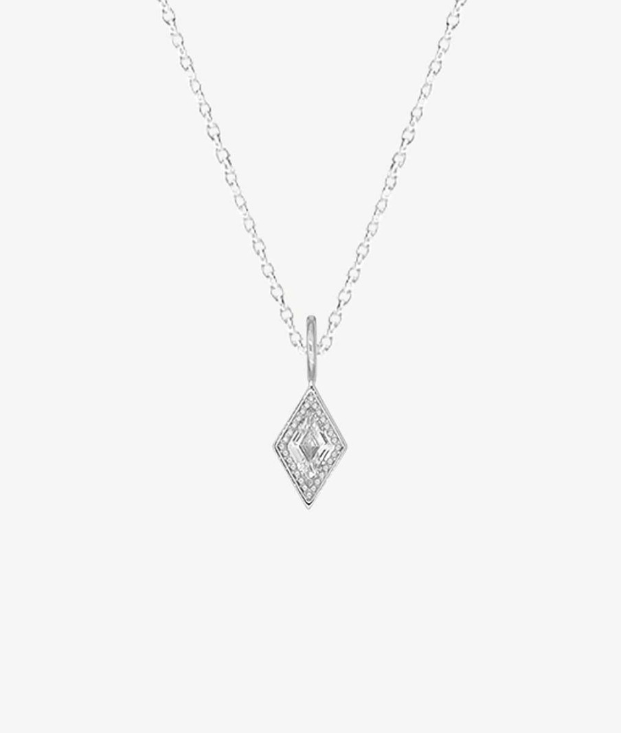 Colliers Femme L'Atelier d'Amaya | Collier Cha Ne M Daille Pendante Losange Zircon Argent 925