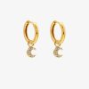 Boucles D'Oreilles Femme L'Atelier d'Amaya | Boucles D'Oreilles Cr Oles Et Pampille Lune Plaqu Or