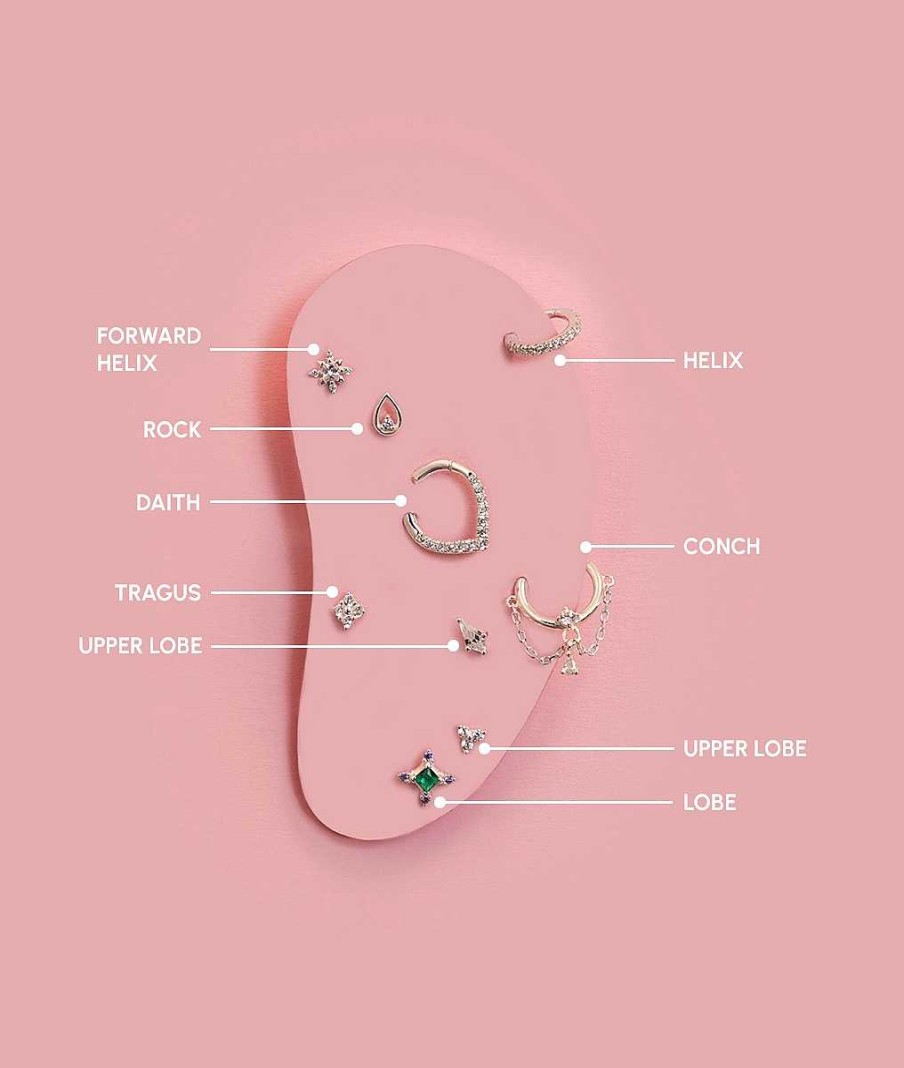 Boucles D'Oreilles Femme L'Atelier d'Amaya | Piercing Anneau Zircons Et Cha Nes [ L'Unit ] Argent 925