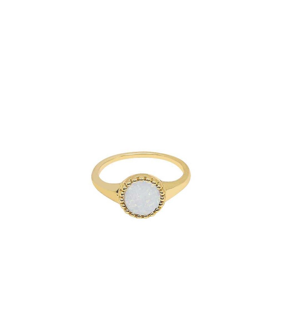 Bagues Femme L'Atelier d'Amaya | Bague Grande Pastille Perl E Opale Blanche Plaqu Or