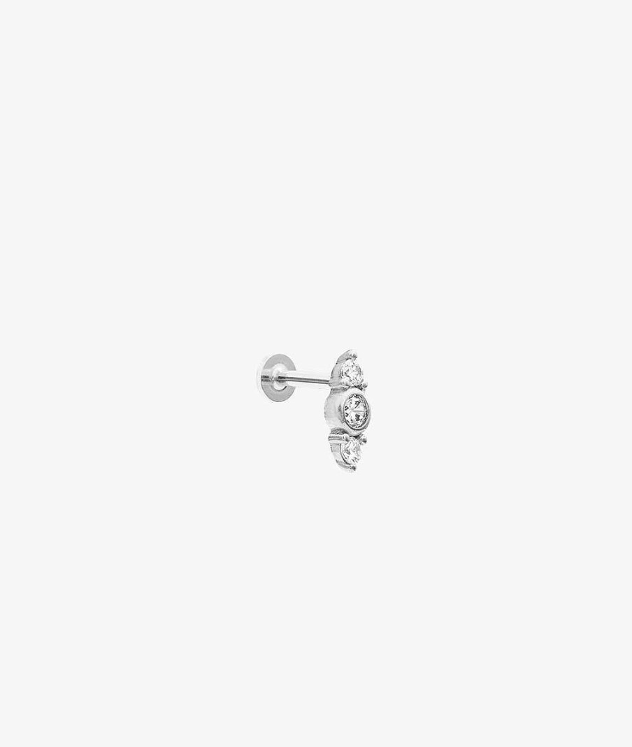 Boucles D'Oreilles Femme L'Atelier d'Amaya | Piercing Rond Zircons [ L'Unit ] Argent 925