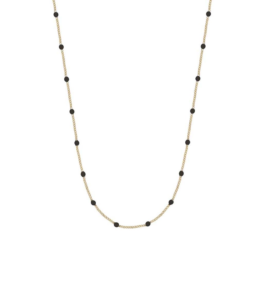 Colliers Femme L'Atelier d'Amaya | Collier Chaine Mini Perles Noires Plaqu Or