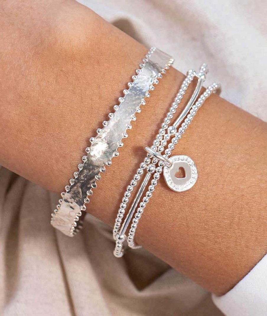 Bracelets Femme L'Atelier d'Amaya | Jonc Cadenas Com Te Et Effet Sable Argent 925