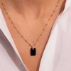 Colliers Femme L'Atelier d'Amaya | Collier Cha Ne Perl E Et M Daille Rectangle Zircons Plaqu Or