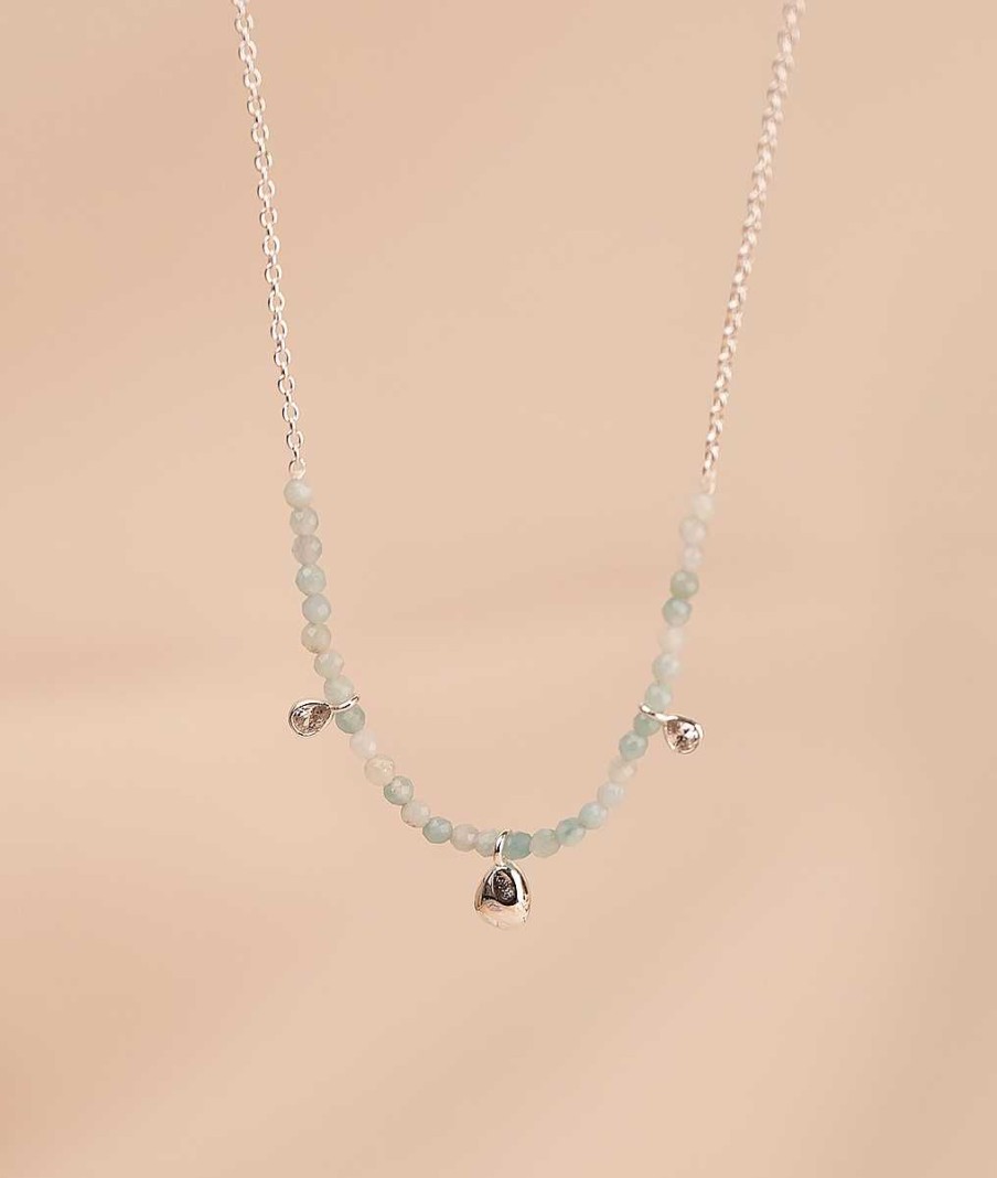 Colliers Femme L'Atelier d'Amaya | Collier Amazonite Et Gouttes Argent 925