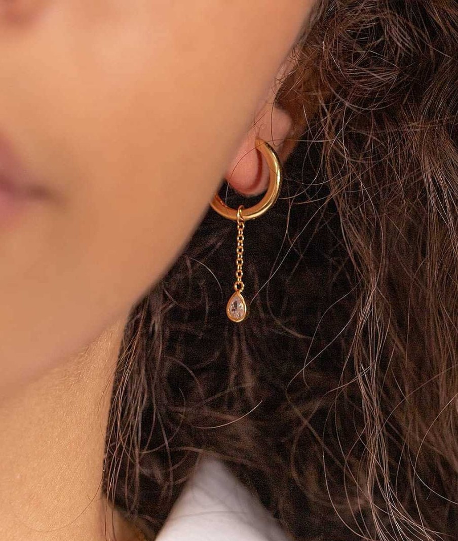 Bijoux Femme L'Atelier d'Amaya | Pampille Goutte Et Cha Ne Pour Boucle D'Oreille Plaqu Or