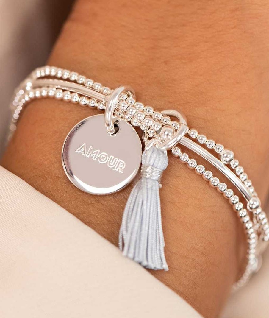 Bracelets Femme L'Atelier d'Amaya | Bracelet Trois Rangs M Daille Et Pompon Argent 925