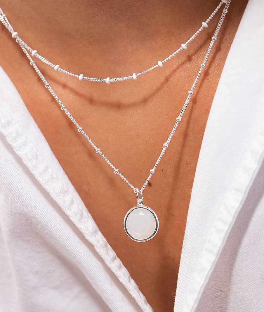 Colliers Femme L'Atelier d'Amaya | Collier Cha Ne Et Perles Mail Blanc Argent 925