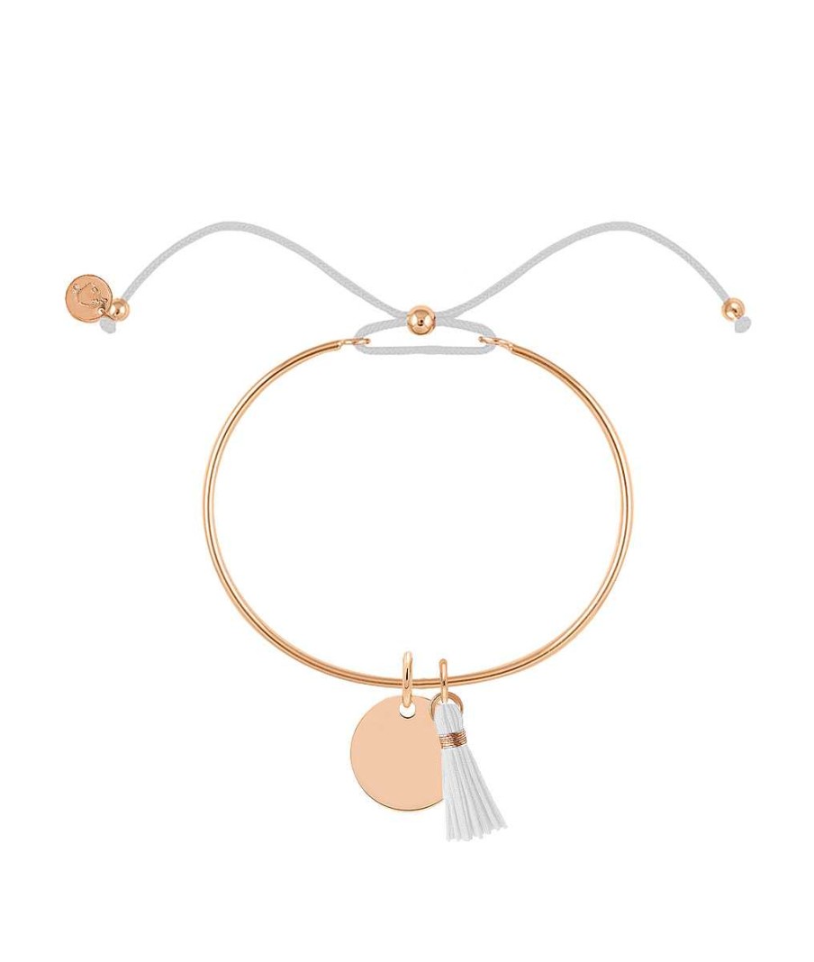 Bracelets Femme L'Atelier d'Amaya | Bracelet Jonc Cordon M Daille Et Pompon Plaqu Or Rose