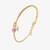 Bracelets Femme L'Atelier d'Amaya | Demi Jonc Chainette Pendentif Fleur Zircon Et Rhodonite Plaqu Or