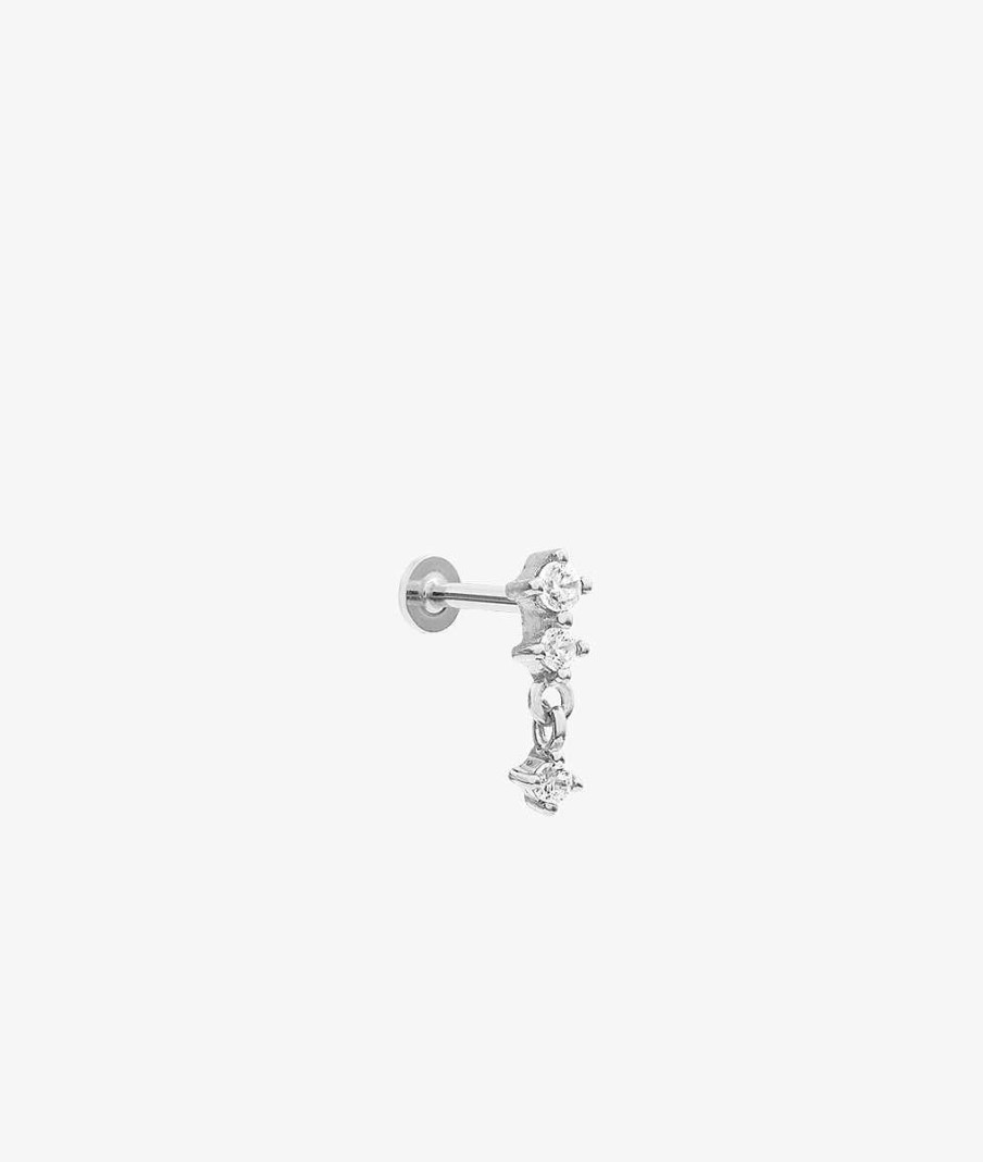 Boucles D'Oreilles Femme L'Atelier d'Amaya | Piercing Mini Zircons Et Zircon Pendant [ L'Unit ] Argent 925