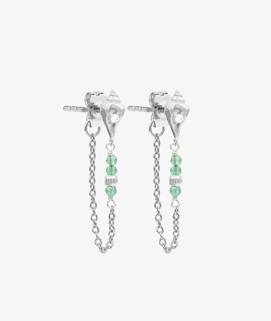 Boucles D'Oreilles Femme L'Atelier d'Amaya | Boucles D'Oreilles Puces Coquillage Et Cha Ne Argent 925