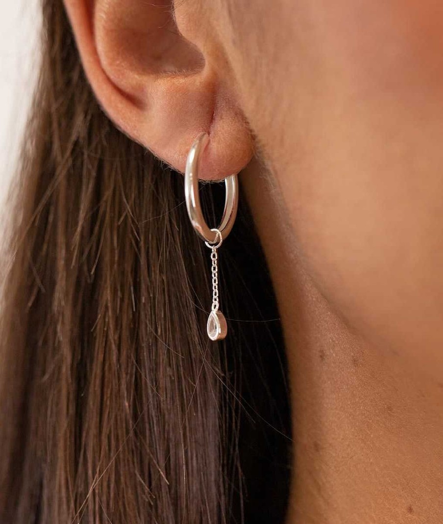 Bijoux Femme L'Atelier d'Amaya | Pampille Goutte Et Cha Ne Pour Boucle D'Oreille Argent 925