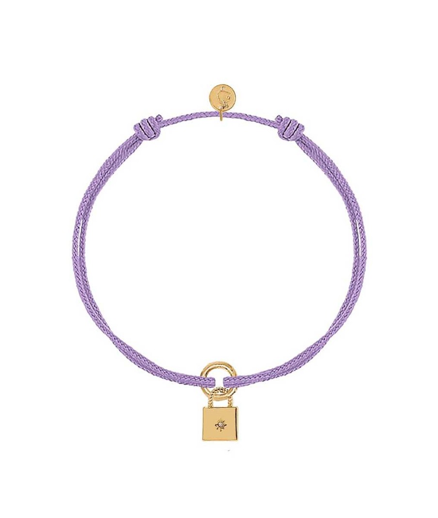 Bijoux Enfant L'Atelier d'Amaya | Bracelet Cordon Et M Daille Cadenas Pour Enfant Plaqu Or